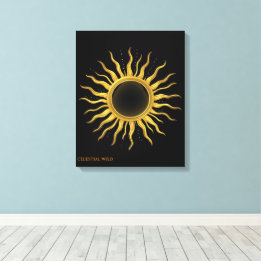 Toile d'art mural céleste Éclipse solaire dorée Ca