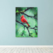 Toile d'art mural rouge Cardinal Oiseau (Insitu (Plancher de Bois))
