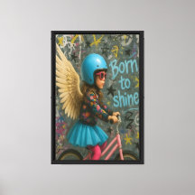 Toile d'art murale pour fille ange née pour brille