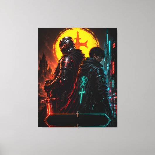Toile d'art père-fils Cyber Knight (Recto)