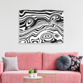 Toile d'art rayé noir et blanc (Insitu(Salon))