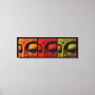 Toile d'art triptyque Bouddha Visages