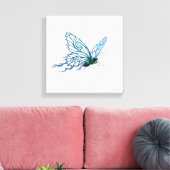 Toile d'art unique papillon bleu - Style dessiné à (Insitu(Salon))