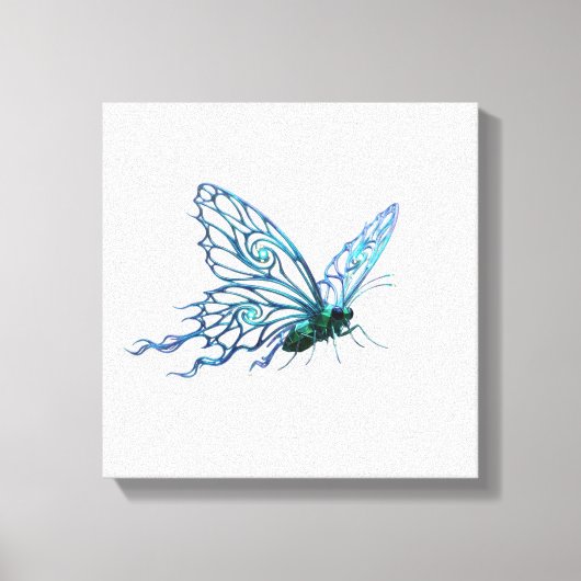 Toile d'art unique papillon bleu - Style dessiné à (Recto)