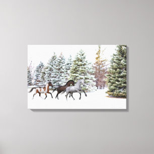 Toile Dashing through the Snow - Running Horses