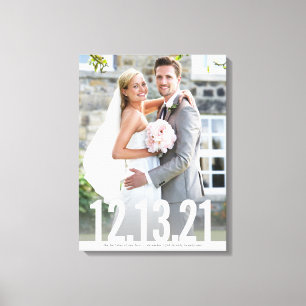 Toile Date de photo de mariage en mémoire en caractères