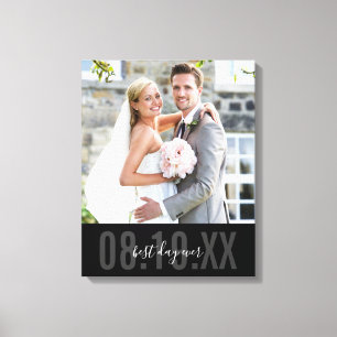 Toile DATE DE PHOTO DE MARIAGE type mignon monochrome no