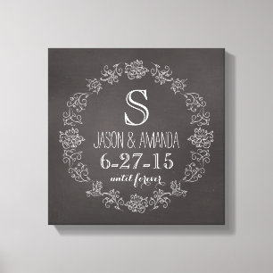 Toile Date Mariage de monogramme de tableau de bord pers