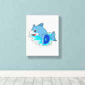 Toile Dauphin en natation avec lettre (Insitu (Plancher de Bois))