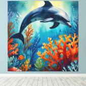 Toile Dauphin gracieux dans Coral Paradise (Insitu (Plancher de Bois))