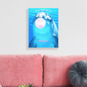 Toile Dauphin mignon, bulle de gomme, nom et message (Insitu(Salon))