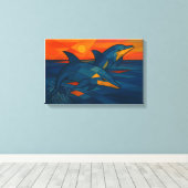 Toile Dauphins de style cubique (Insitu (Plancher de Bois))