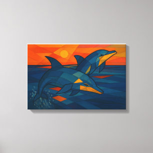 Toile Dauphins de style cubique