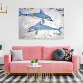 Toile Dauphins (fresque) (Insitu(Salon))