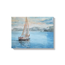 Toile de bateau à voile aquarelle vintage pour mur