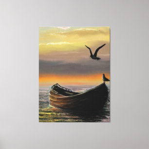 Toile de bateau coucher de soleil Imprimer Calme