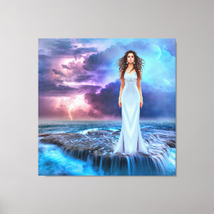 Toile De belles femmes debout sur Ocean Rock