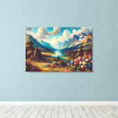 Toile De belles montagnes et une rivière magique (Insitu (Plancher de Bois))