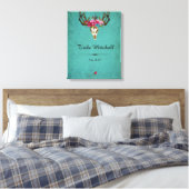 Toile de Canvas Murale Boho Crâne Fleurs Nom de Fa (Insitu(Chambre))