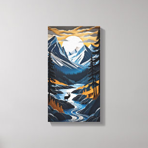 Toile de cerf couché de soleil