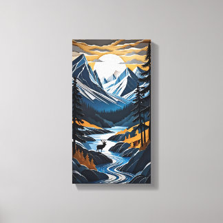 Toile de cerf couché de soleil