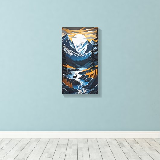 Toile de cerf couché de soleil (Insitu (Plancher de Bois))