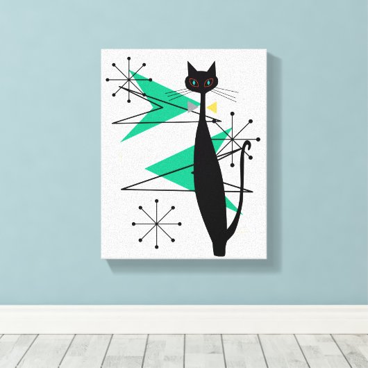 Toile de chat Cool Retro Atomic Era MCM (Insitu (Plancher de Bois))