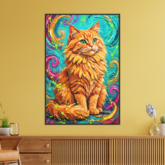 Toile de chat duveteux expressionniste abstrait (Insitu(Salon))