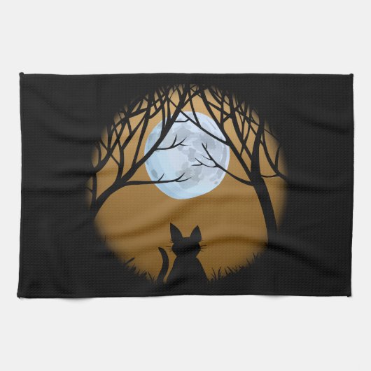 Toile de chat Gras Chat Noir Serviettes de thé Art (Horizontal)