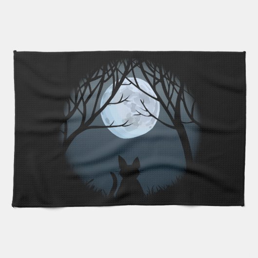 Toile de chat Gras Chat Noir Serviettes de thé Art (Horizontal)
