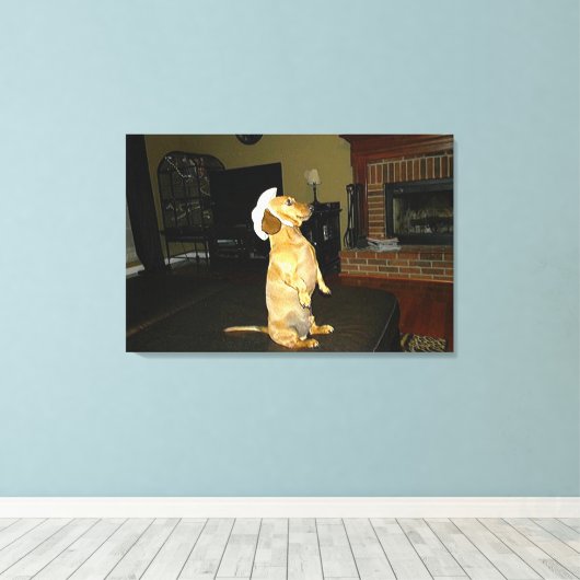 Toile de chien teckel assis joliment ou en train d (Insitu (Plancher de Bois))
