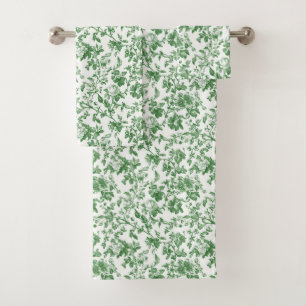 Toile de Chine Florale Verte et Blanche Vintage