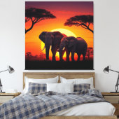 Toile de couché de soleil éléphant. (Insitu(Chambre))