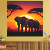 Toile de couché de soleil éléphant. (Insitu(Salon))