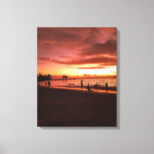Toile de coucher de soleil des Caraïbes d'or