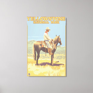 Toile De cowboy ressortissant de Yellowstone à cheval -