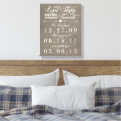 Toile de date Mariage de l'histoire de Burlap gris (Insitu(Chambre))