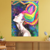Toile de femme de cheveux colorée Imprimer - Peint (Insitu(Salon))
