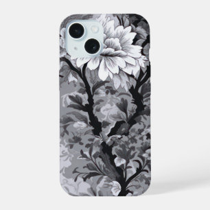 Toile de Fleur gris noir et argent