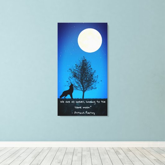 Toile de fond de loup et pleine lune (Insitu (Plancher de Bois))