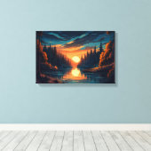 Toile de fond de rivière de forêt au coucher du so (Insitu (Plancher de Bois))