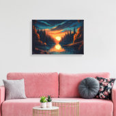 Toile de fond de rivière de forêt au coucher du so (Insitu(Salon))