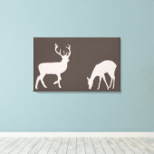 Toile de forêt de Doe et Buck Deer Couple (Insitu (Plancher de Bois))