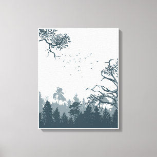 Toile De Forêt D'Illustration Gris Et Blanc