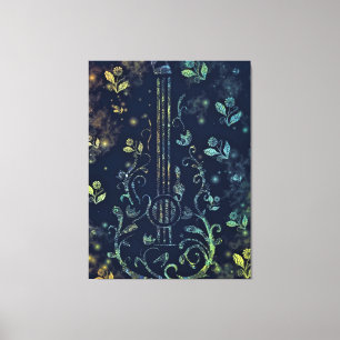Toile de Guitare Fleurs Imprimer - Peinture
