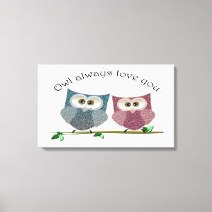Toile De hibou amour toujours vous, affiche mignonne de