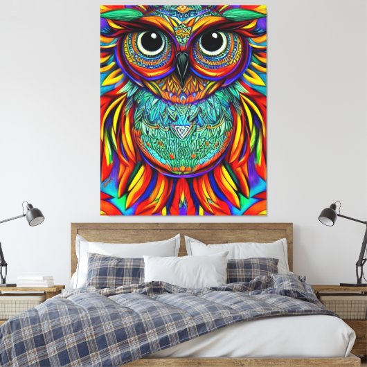 Toile de hibou colorée (Insitu(Chambre))