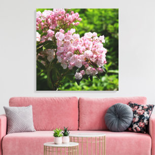 Toile de jolies fleurs roses de laurier de montagn