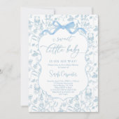 Toile De Jouy Baby shower bleu Bow Boy Invitation (Devant)