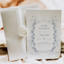 Toile de Jouy Baby shower Blue Chinoiserie Floral